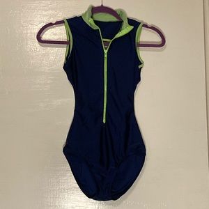Navy and Lime Green Leotard Open Back